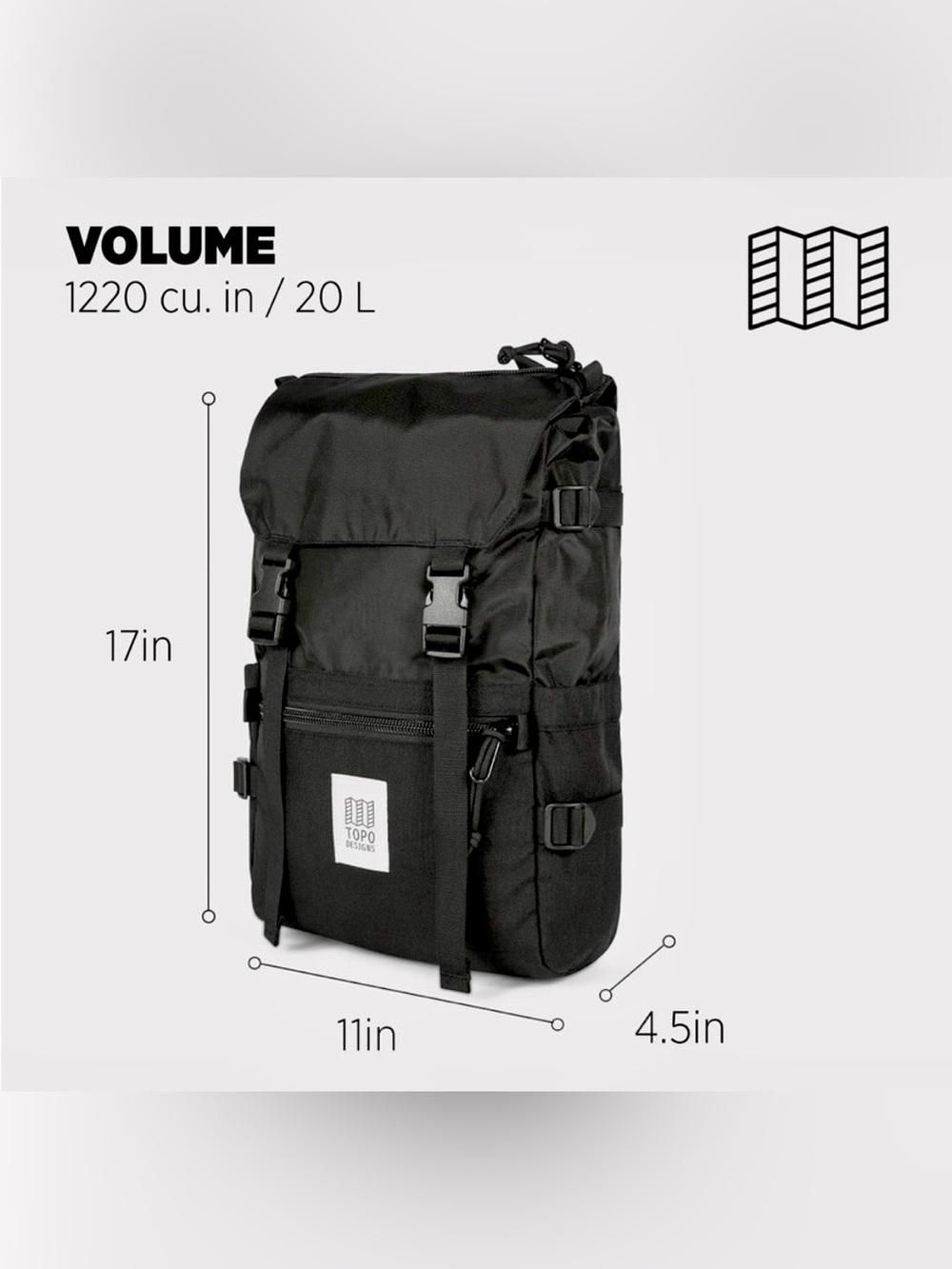 Topo Designs Black 20 Liter Rover Backpack - Picture 2 of 16